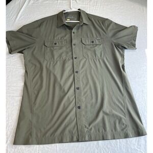 Eddie Bauer Mens Large Olive Green Performance Travel Shirt Short Sleeve Outdoor